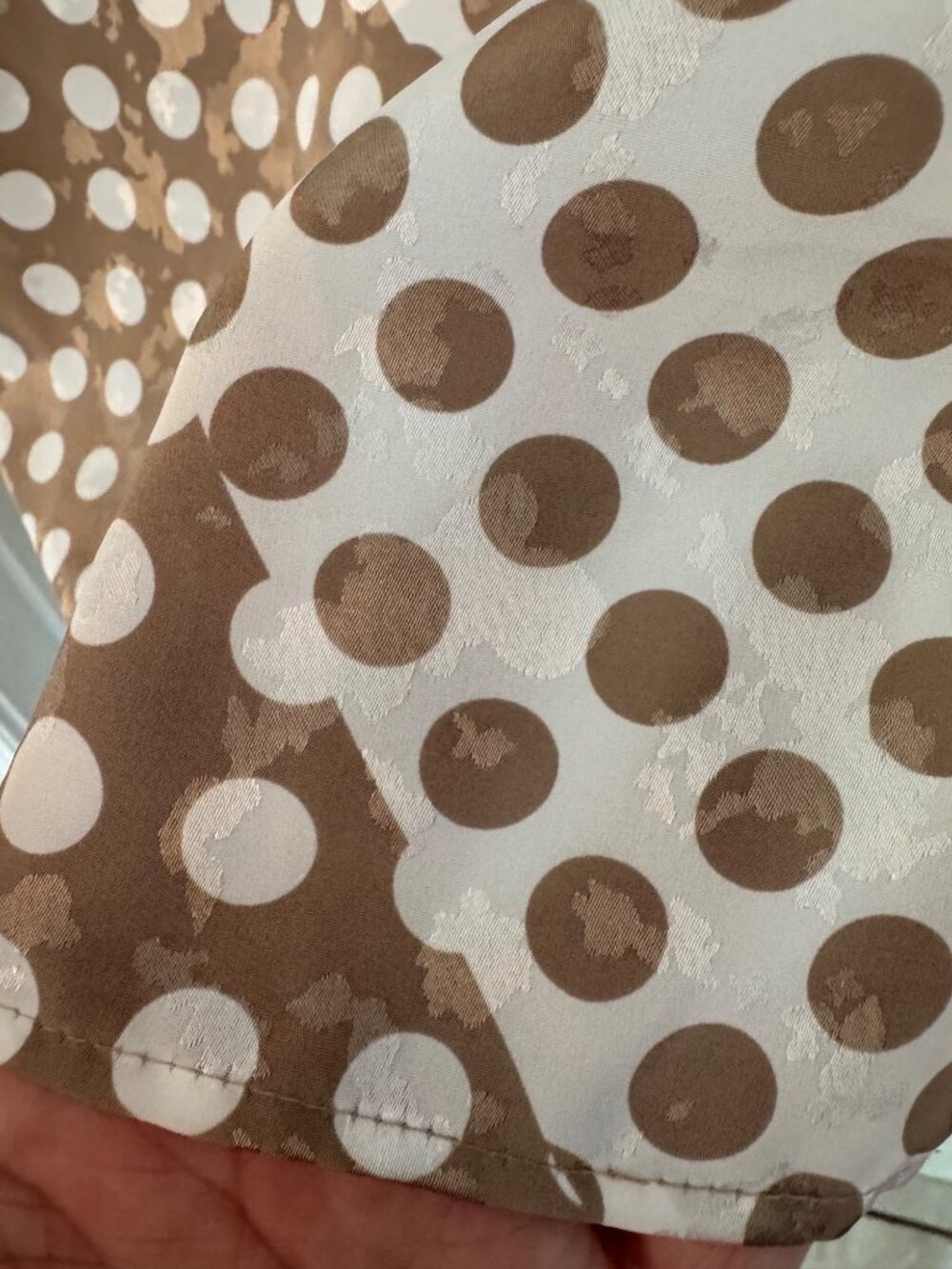 Vintage Hal Ferman Polka Dot Set Top Blouse Midi Skirt 8 Brown White Union Made - Picture 15 of 16
